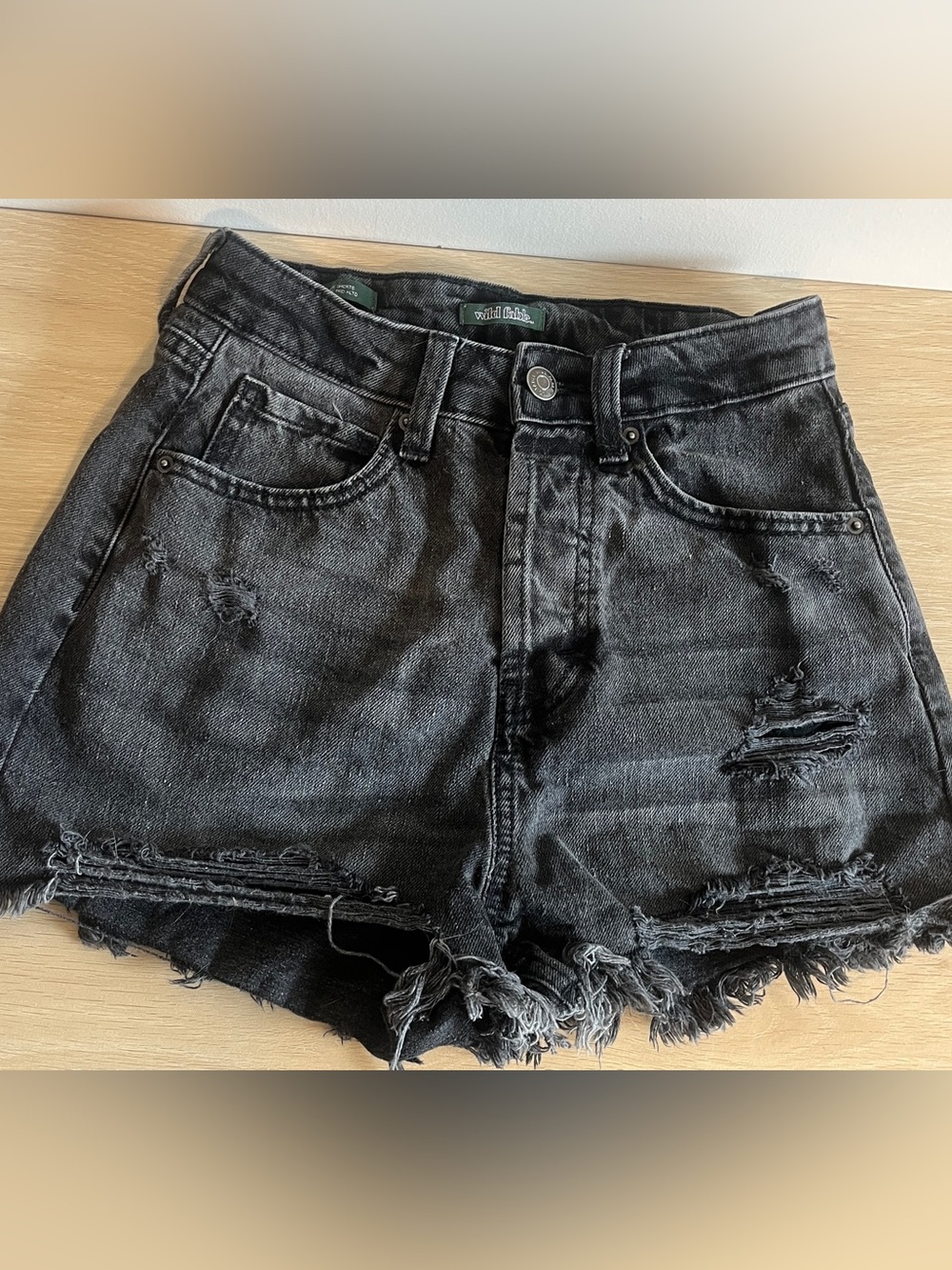 wild fable Black Distressed High-Rise Jean Shorts